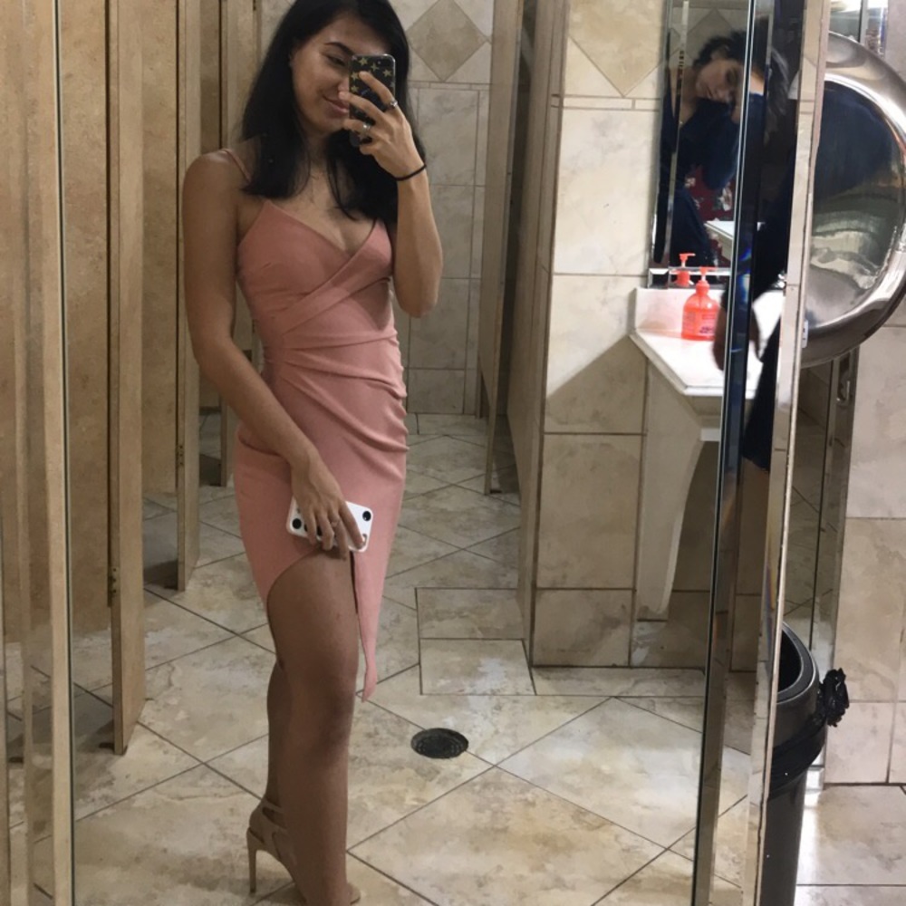 Pink wrap bodycon dress